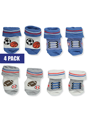 Piper & Jax Baby Boys' 4-Pack Sports Booties - CookiesKids.com
