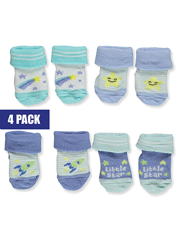 Piper & Jax Baby Boys' 4-Pack Star Booties - CookiesKids.com