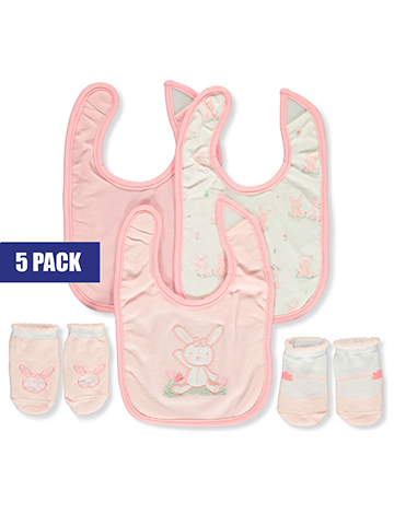 Little Me Baby Girls' 5-Pack Bibs and Booties Set - CookiesKids.com