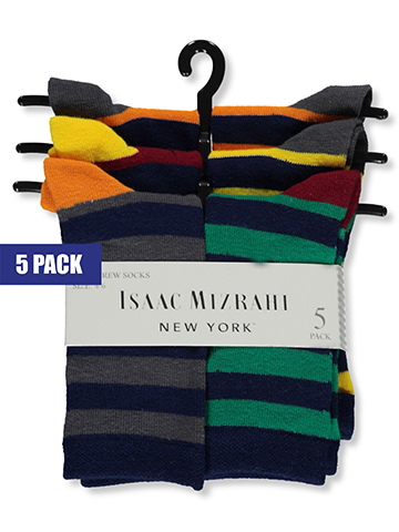 Isaac Mizrahi Boys' 5-Pack Striped Crew Socks - CookiesKids.com