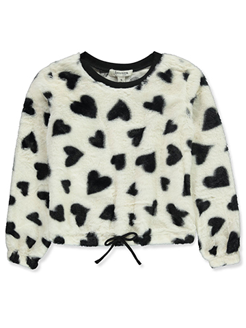 Speechless Girls' Faux-fur Hearts Sweatshirt - CookiesKids.com