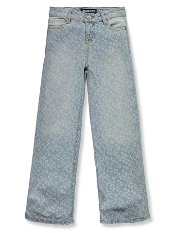 Blue Spice Girls' Wide Leg Leopard Jeans - CookiesKids.com