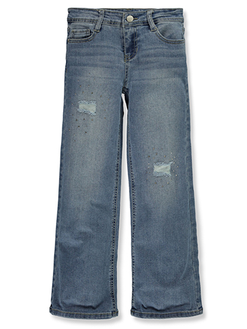 Squeeze Girls' Destructed Wide Leg Jeans - CookiesKids.com
