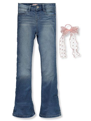 Squeeze Girls' 2-Piece Accessory Flare Cut Jeans Set Outfit - CookiesKids.com