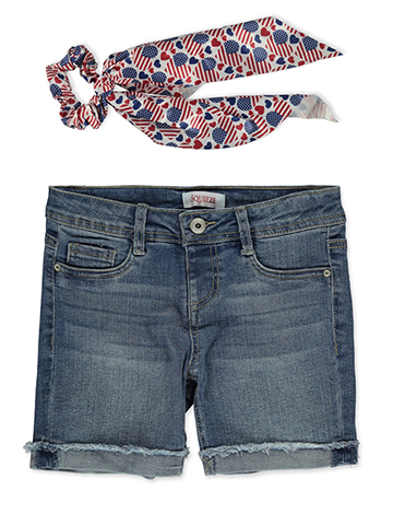 Squeeze Girls' 2-Piece Americana Denim Shorts Set - CookiesKids.com