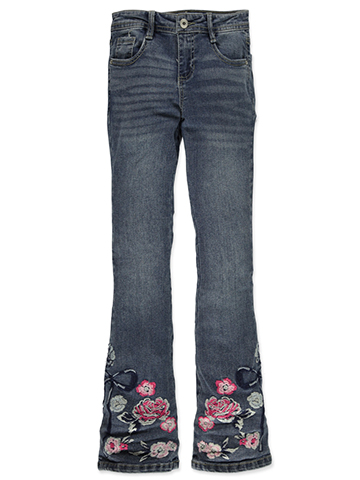 Squeeze Girls' Flare Jeans with Embroidered Flowers - CookiesKids.com