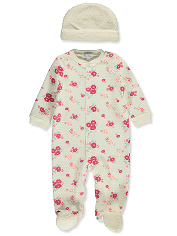 Quiltex Baby Girls' 2-Piece Footed Coveralls Set Outfit - CookiesKids.com