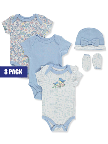 Quiltex Baby Girls' 5-Piece Bodysuits Cap Set - CookiesKids.com