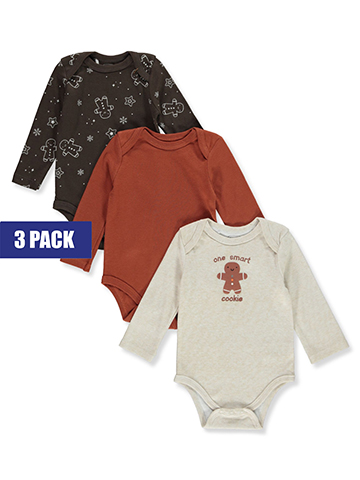 Quiltex Baby Boys' 3-Pack Long-Sleeved Bodysuits Set - CookiesKids.com