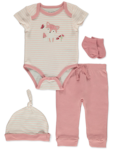 Quiltex Baby Girls' 4-Piece Fox Layette Gift Set - CookiesKids.com