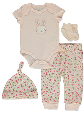 Quiltex Baby Girls' 4-Piece Rabbit Layette Gift Set - CookiesKids.com