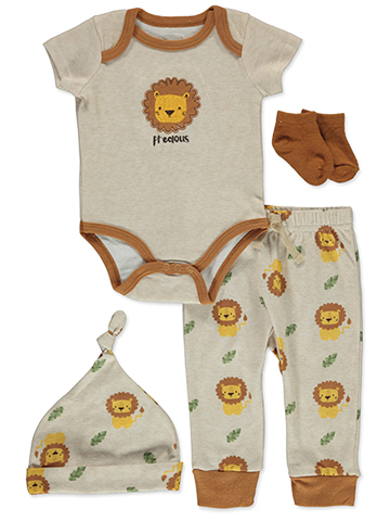 Quiltex Baby Boys' 4-Piece Lion Layette Gift Set - CookiesKids.com