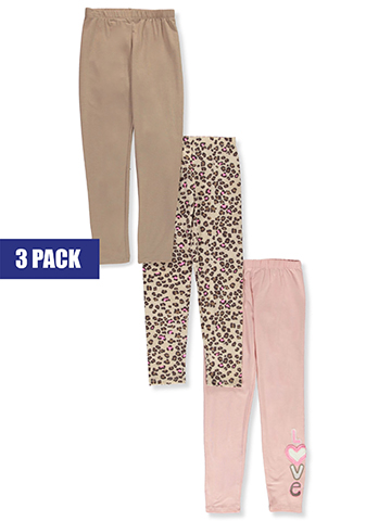 One Step Up Girls' 3-Pack Leopard Heart Leggings - CookiesKids.com