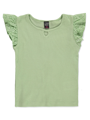 Star Ride Girls' Ribbed Lace Sleeve T-shirt - CookiesKids.com