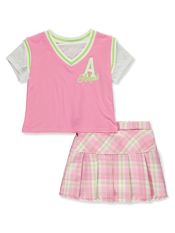 Sweet Butterfly Girls' 2-Piece Varsity Skirt Set Outfit - CookiesKids.com