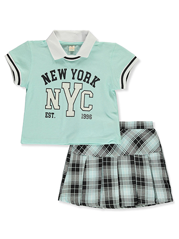 Sweet Butterfly Girls' 2-Piece Varsity Skirt Set Outfit - CookiesKids.com