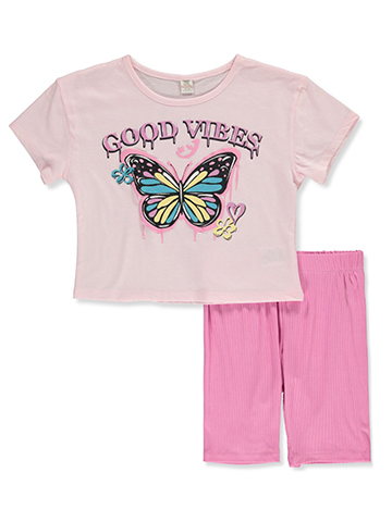 Sweet Butterfly Girls' 2-Piece Bike Shorts Set Outfit - CookiesKids.com