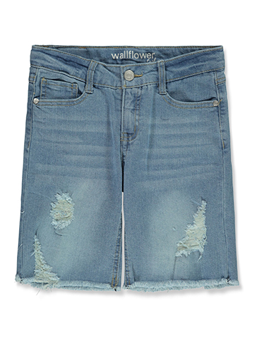 Wallflower Girl Girls' Denim Destructed Bermuda Shorts - CookiesKids.com