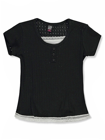 Star Ride Girls' Lace Trim Short Sleeve T-Shirt - CookiesKids.com