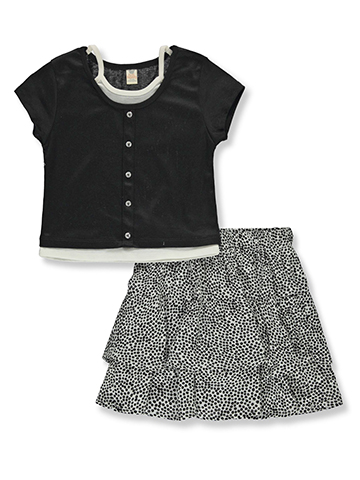 Sweet Butterfly Girls' 2-Piece Dots Skirt Set Outfit - CookiesKids.com