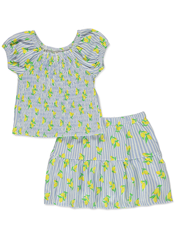 Sweet Butterfly Girls' 2-Piece Lemon Skirt Set Outfit - CookiesKids.com