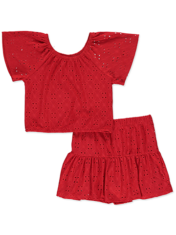 Sweet Butterfly Girls' 2-Piece Laser-Cut Skirt Set Outfit - CookiesKids.com