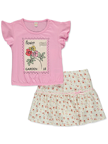 Sweet Butterfly Girls' 2-Piece Flower Skirt Set Outfit - CookiesKids.com