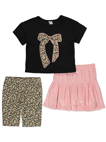 Sweet Butterfly Girls' 3-Piece Leopard Bike Shorts Set Outfit - CookiesKids.com