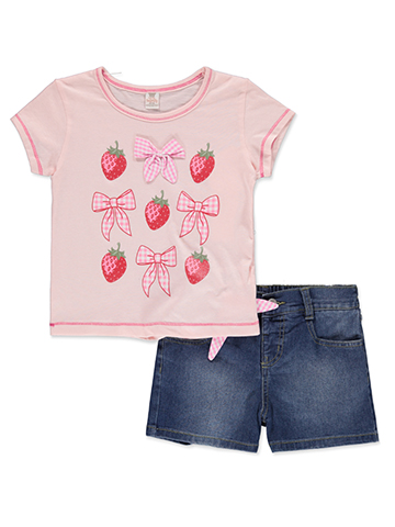 Sweet Butterfly Girls' 2-Piece Denim Shorts Set Outfit - CookiesKids.com