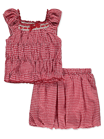 Sweet Butterfly Girls' 2-Piece Gingham Skirt Set Outfit - CookiesKids.com