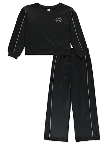 Sweet Butterfly Girls' Pull-On Cropped Glitter Sweatshirt and Pants Set - CookiesKids.com