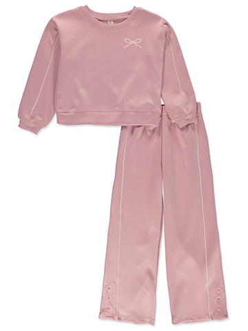 Sweet Butterfly Girls' Pull-On Cropped Glitter Sweatshirt and Pants Set - CookiesKids.com