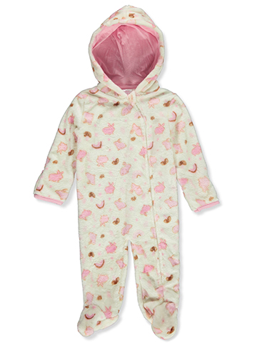 Funny Bunny Baby Girls' Fleece Hooded Coveralls - CookiesKids.com