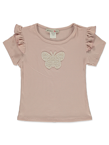 Glitter Girl Girls' Knit Pearl Butterfly T-Shirt - CookiesKids.com