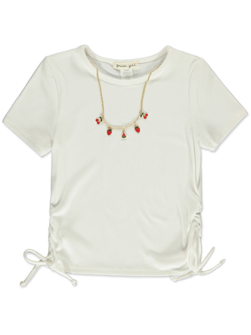 Forever Girl Girls' Ribbed Drawstring Short Sleeve Top - CookiesKids.com