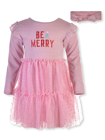 Little Lass Girls' 2-Piece Tiered Holiday TuTu Dress Headband Set Outfit - CookiesKids.com