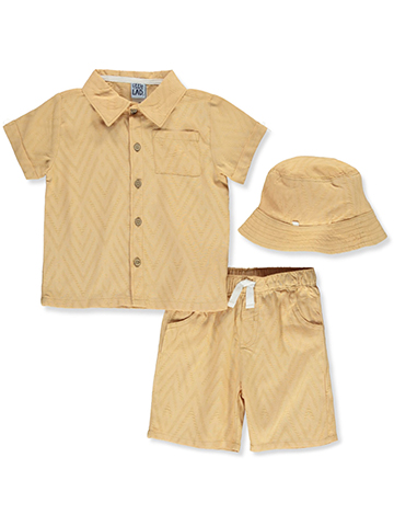 Little Lad Boys' 3-Piece Bucket Hat Shorts Set Outfit - CookiesKids.com