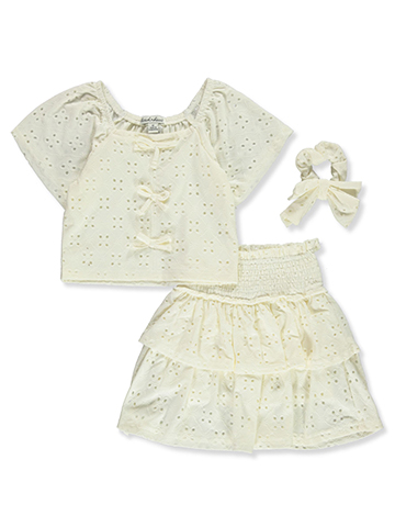 Derek Heart Girls' 3-Piece Laser-Cut Skort Set Outfit - CookiesKids.com