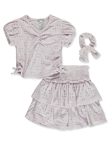 Derek Heart Girls' 3-Piece Laser-Cut Skort Set Outfit - CookiesKids.com