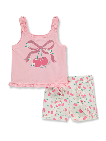 Derek Heart Girls' 2-Piece Cherry Shorts Set Outfit - CookiesKids.com