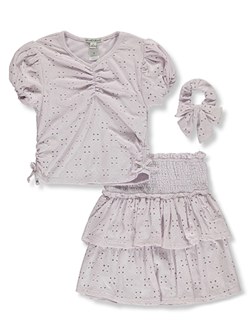Derek Heart Girls' 3-Piece Tiered Skort Set Outfit - CookiesKids.com