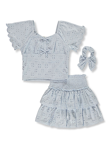 Derek Heart Girls' 3-Piece Tiered Skort Set Outfit - CookiesKids.com