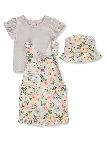 Little Lass Girls' 3-Piece Shortalls Set Outfit - CookiesKids.com