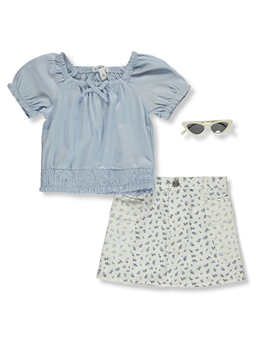 Derek Heart Girls' 3-Piece Butterfly Skirt Set Outfit - CookiesKids.com