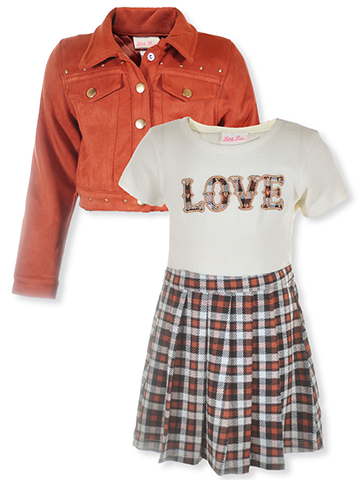 Little Lass Girls' 3-Piece Love Jacket Dress Set Outfit - CookiesKids.com