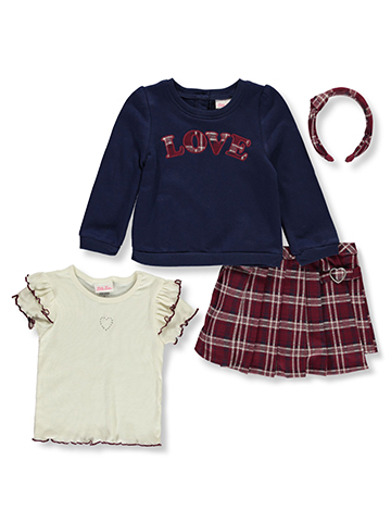 Little Lass Girls' 4-Piece Heart Skirt Set Outfit - CookiesKids.com