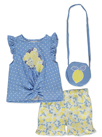 Little Lass Girls' 3-Piece Lemon Shorts Set Outfit - CookiesKids.com