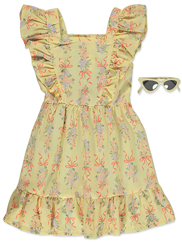 Little Lass Girls' 2-Piece Bows Dress Sunglasses Set Outfit - CookiesKids.com