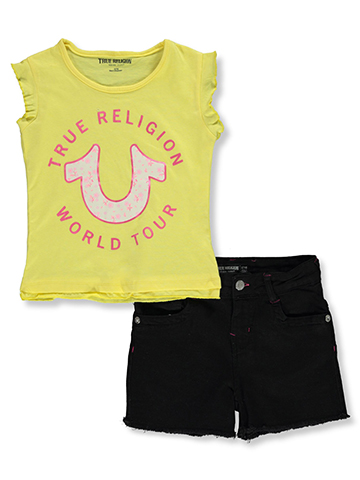 True Religion Girls' 2-Piece World Tour Shorts Set Outfit - CookiesKids.com
