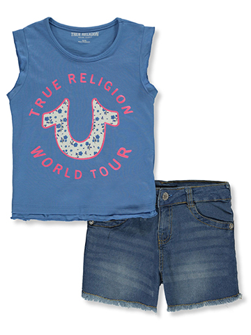 True Religion Girls' 2-Piece World Tour Shorts Set Outfit - CookiesKids.com
